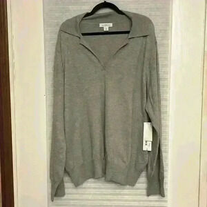 NWT Liz Claiborne light weight grey sweater plus size 3x v neck
